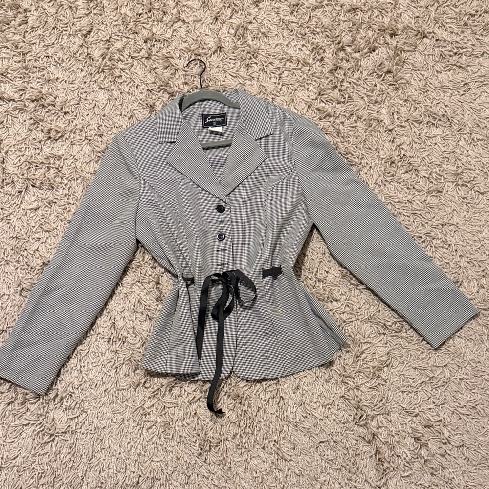 Sweet Suit Black and White Houndstooth Blazer-Size 14